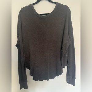 We the Free Waffle, Thermal, Top, Long Sleeve, Medium, Charcoal